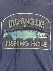 Vintage Belton Designer Tee Tri Color Old Angler’s Fishing Hole Shirt L Made USA