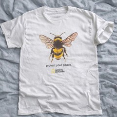 National Geographic Protect Your Peace Bee Graphic T-Shirt S-5XL Unisex