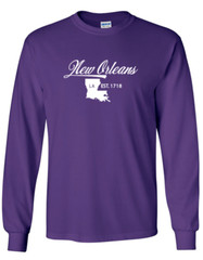 New Orleans Louisiana State T-Shirt Long Sleeve Graphic Tees Unisex Apparel