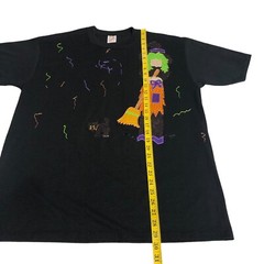 Vintage 90s Jerzees Halloween Witch Cat Shirt Large Black Applique 3D Puff Paint