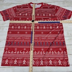 Los Angeles Angels T-Shirt Mens XL Red Holiday Ugly Sweater Print Baseball Tee
