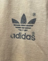 Vintage 70s 80s ADIDAS Trefoil V-Neck Athletic Ringer T Shirt Khaki Navy 50/50 L