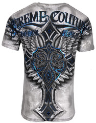 Xtreme Couture by Affliction Men’s T-Shirt LAST BLOW White Biker Wings MMA