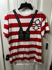Where’s Waldo Cosplay Unisex T-Shirt Striped Binoculars Graphic Costume Tee SM