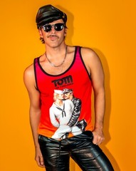 Tom of Finland Mesh Tank Top (Gay, leather pants, T shirt, print, leatherman)