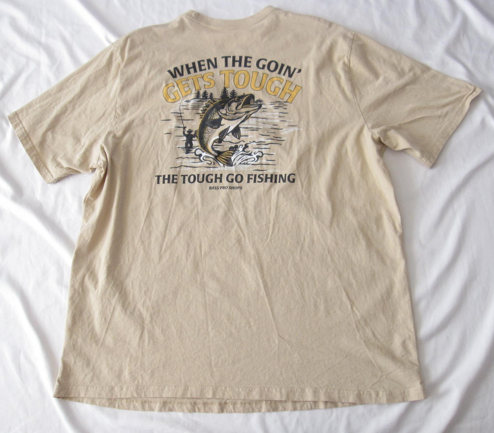 Bass Pro Shop When the Goin Gets Tough Go Fishing T-Shirt Men Sz 2XL (M35)