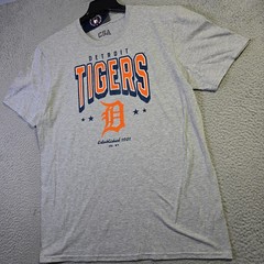 MLB Detroit Tigers Shirt Mens Large Gray Baseball Sports Classic Retro Logo NWT