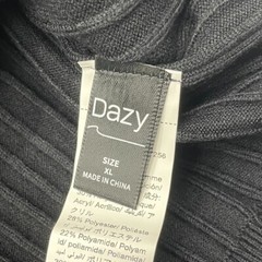 Dazy Black Ribbed Knit Long Sleeve Collared T-Shirt Men’s Size X-Large NEW