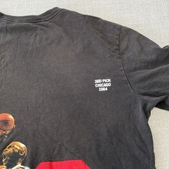 Air Jordan Back Printing Flying Man Retro Short Sleeve Distress Black Size L