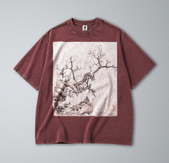 100% Cotton Tee – Unisex Retro Oversized Fit – Chinese Botanical Print