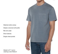 Gap Men’s Comfortable Fit Classic Crew Neck Washed Pocket T-Shirt NWT Size M