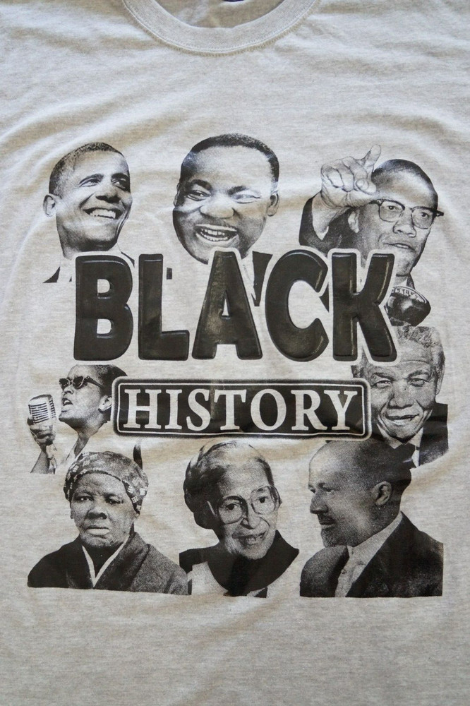 Black History T-Shirt Gemrock Mens 4XL Gray Obama King MLK Malcolm X