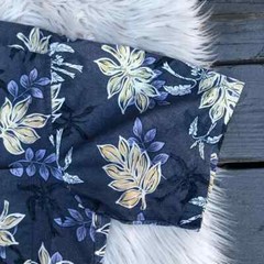 Pierre Cardin 100% Cotton Tropical Floral Plants Button Down Navy Mens Shirt L