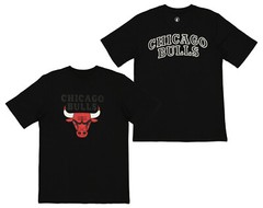 FISLL NBA Men’s Chicago Bulls Team Color, Name and Logo Premium T-Shirt