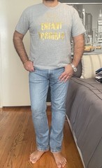 LAT Apparel Men’s Heather Gray Size L “Enfant Terrible” Cropped Crewneck T-Shirt