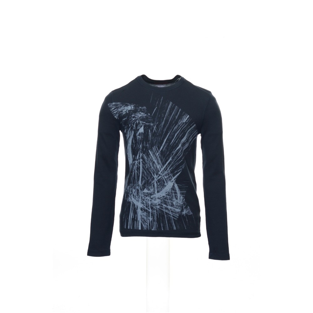 Alfani Graphic Crew Neck T-Shirt, Navy, 52% Polyester/48% Cotton, Casual Style