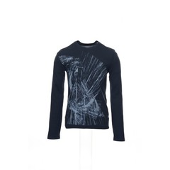 Alfani Graphic Crew Neck T-Shirt, Navy, 52% Polyester/48% Cotton, Casual Style