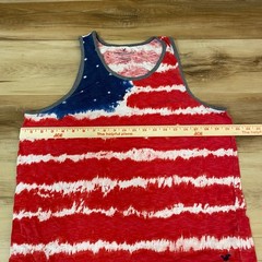 American Eagle Tank Top Mens Medium USA Flag Tie Dye Cotton Heritage Red White