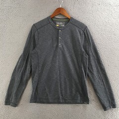 Eddie Bauer Button Up Henley Shirt Long Sleeve Mens S Active Fit Knitted Gray