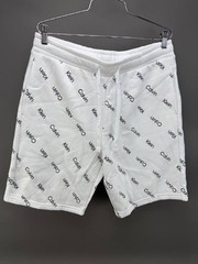 CK Calvin Klein Mens White Logo Monogram All Over Print Sweatshorts Size M