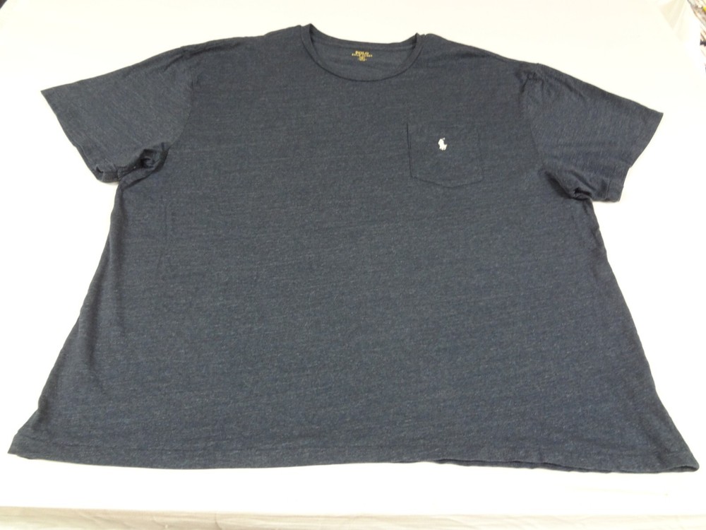 POLO RALPH LAUREN WHITE PONY ON POCKET HEATHER BLUE 2XB BIG T-SHIRT H1269
