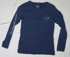 VINEYARD VINES MENS SHIRT NAVY BLUE XXS LONG SLEEVE POCKET TEE 100% COTTON