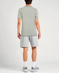 Hugo Boss Men’s SZ 2XL Cotton Linen T-shirt White Olive Military Green Striped