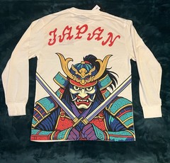 BrandMakers Tokyo Japan Samurai Graphic Logo Heavyweight Long Sleeve Tee Cream M