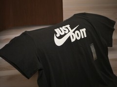 NEW WT MENS NIKE BLACK ATHLETIC T-SHIRT “JUST DO IT” SWOOSH WHITE AR5006-011 XXL
