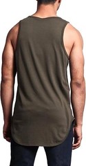 Men Solid Color Curved Hem Long Length Tank Top – Perfect for Summer Casual Wear