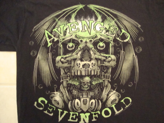 Avenged Sevenfold Rock Band Skull Art Concert Tour Black Cotton T Shirt Size L