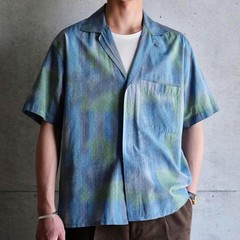 80s Vintage Harry Rosen Gradient Open Collar Shirt Size L