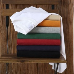 Mens summer fashion white cotton short-sleeved T-shirt pure color