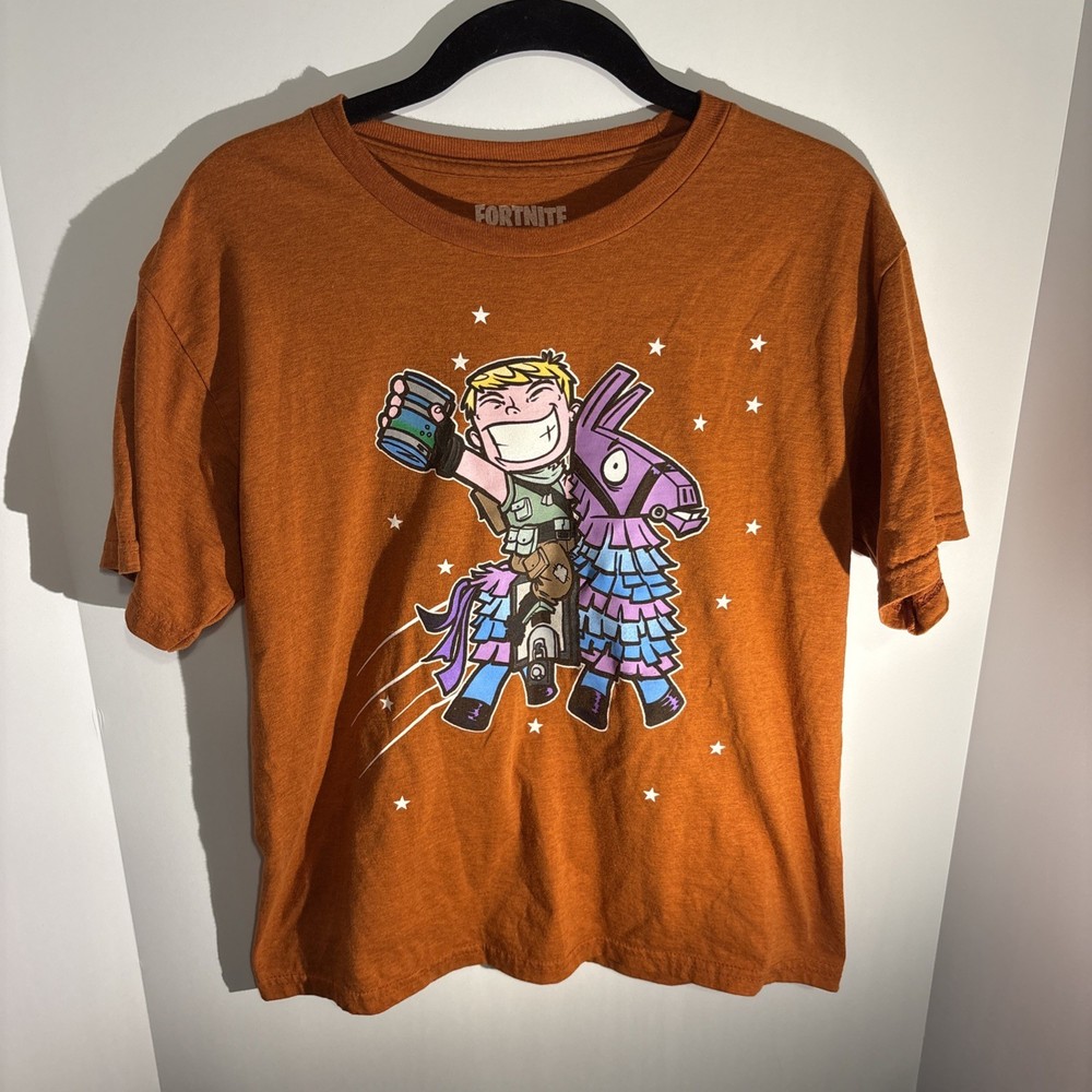 FORTNITE ‘Jonsey Default & Loot Llama’ 100% Cotton T-shirt, 2XL – Orange