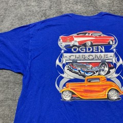 Hanes Heavyweight 50/50 Ogden Chrome T Shirt Adult 3XL 54-56 Blue Cotton Graphic