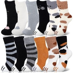 12 Pairs Women Fuzzy Socks Soft Fluffy Animal Slipper Sleeping Warm Gift