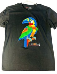 Pacer Honduras Bird Graphic Men’s T-Shirt L Parrot Toucan White Black Blue