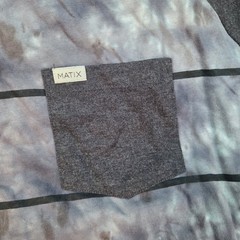 Matix Henley Shirt Mens XL Raglan 3/4 Sleeve Tie Dye Striped Cotton Pocket Grey