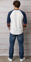 NFL Team Apparel Chicago Bears Shirt Mens M White Navy Raglan Football