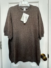 Vintage NWT Perry Ellis Brown 80% Silk Short Sleeve Shirt – Men’s Large