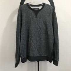 VINCE Mens sz XL/Large Marled Dark Gray White Ribbed Inserts Pullover Shirt
