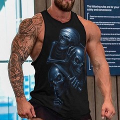 Mens Skeleton Graphic Fantasy 3D Tank Top