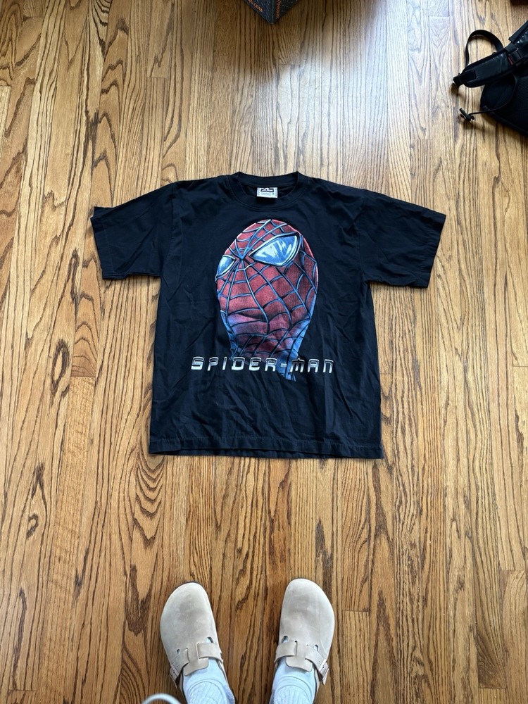 Vintage Spider-Man 2002 Tobey McGuire Movie promo T-Shirt Bootleg The Roxx Rare