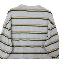 Asos Design Actual Striped T-Shirt Mens Size L White Green Tan Long Sleeve