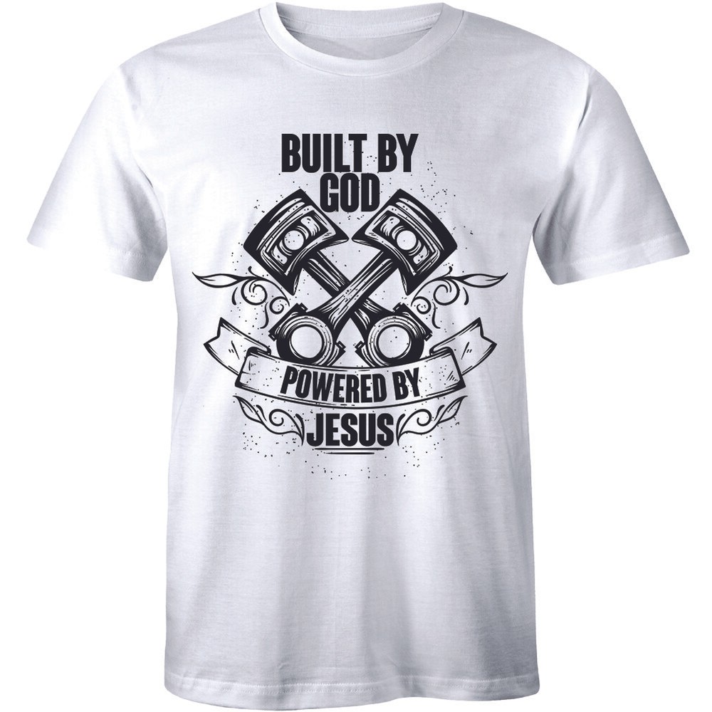 Built By God Powered By Jesus Shirt Religious Christian Men’s T-shirt Tee
