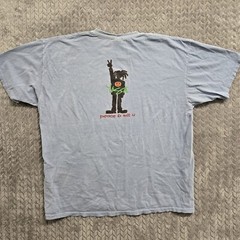 Vintage Yasa Shirt Mens XL Short Sleeve Graphic Tee 90s Y2K Blue Peace B Wit U