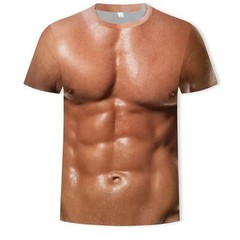 Men’s Casual Fake Muscle Printed Tops for Sports Parties and Daily Use