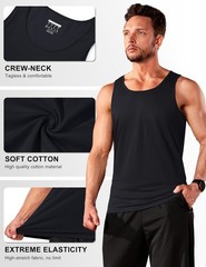 Men’s Tank Top Cotton Moisture Wicking Muscle Shirt Summer Sleeveless Gym Shirts