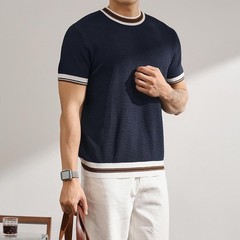 Mens Knitted Top Casual Business Shirt Business Casual Machine Friendly Care