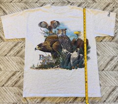 VTG Habitat T-Shirt Mens XL Gray Eagle Owl Nature Wildlife Animal Streetwear Y2K